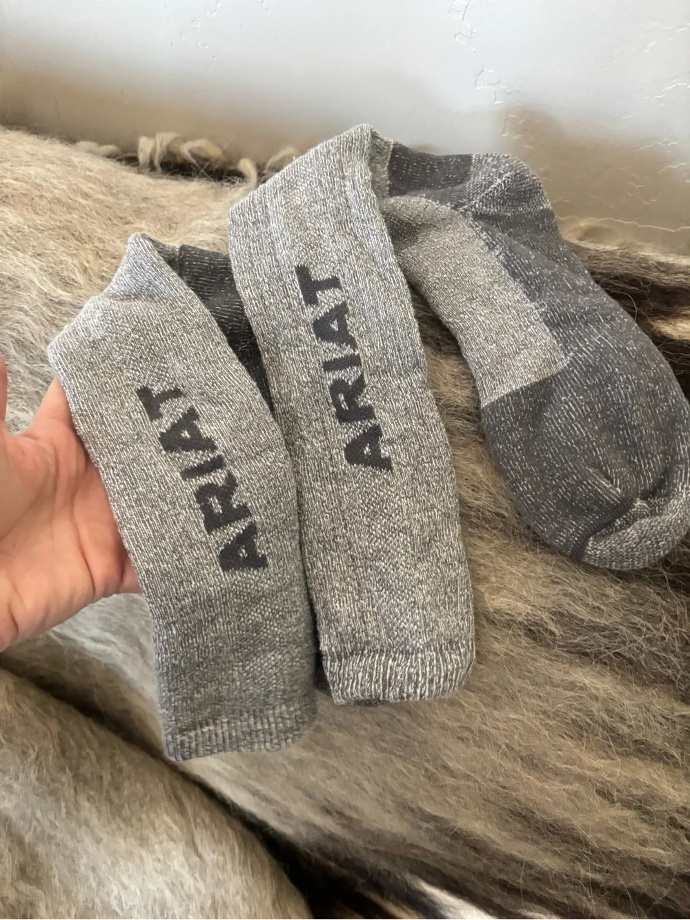 Ariat Men's Gray Performance Crew Socks - long xlarge tall boot socks